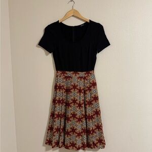 5/$55 !! 🔥 eShakti Black Dress with Vibrant Pattern